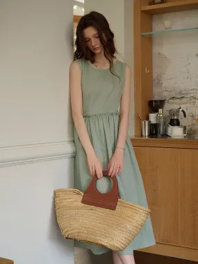 Irene Round Neck Waist Sleeveless Dress Soft Fabric