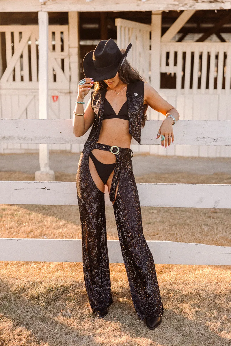 East n West Wilder Chaps - Black Travel Essential HeatRegulating