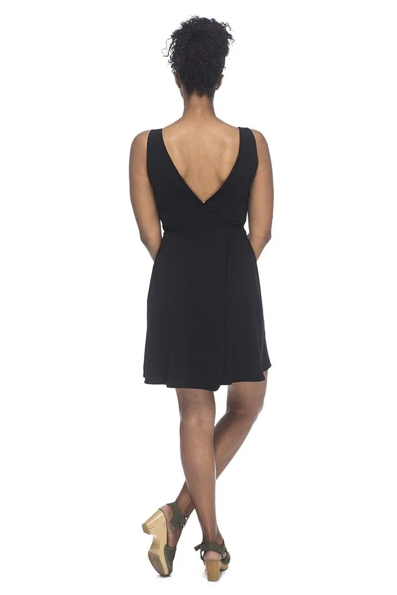 Wrap Dress in Black Date Vibe Soft Glide