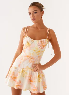 Abby Mini Dress - Floral Print Travel Light Morning Glow