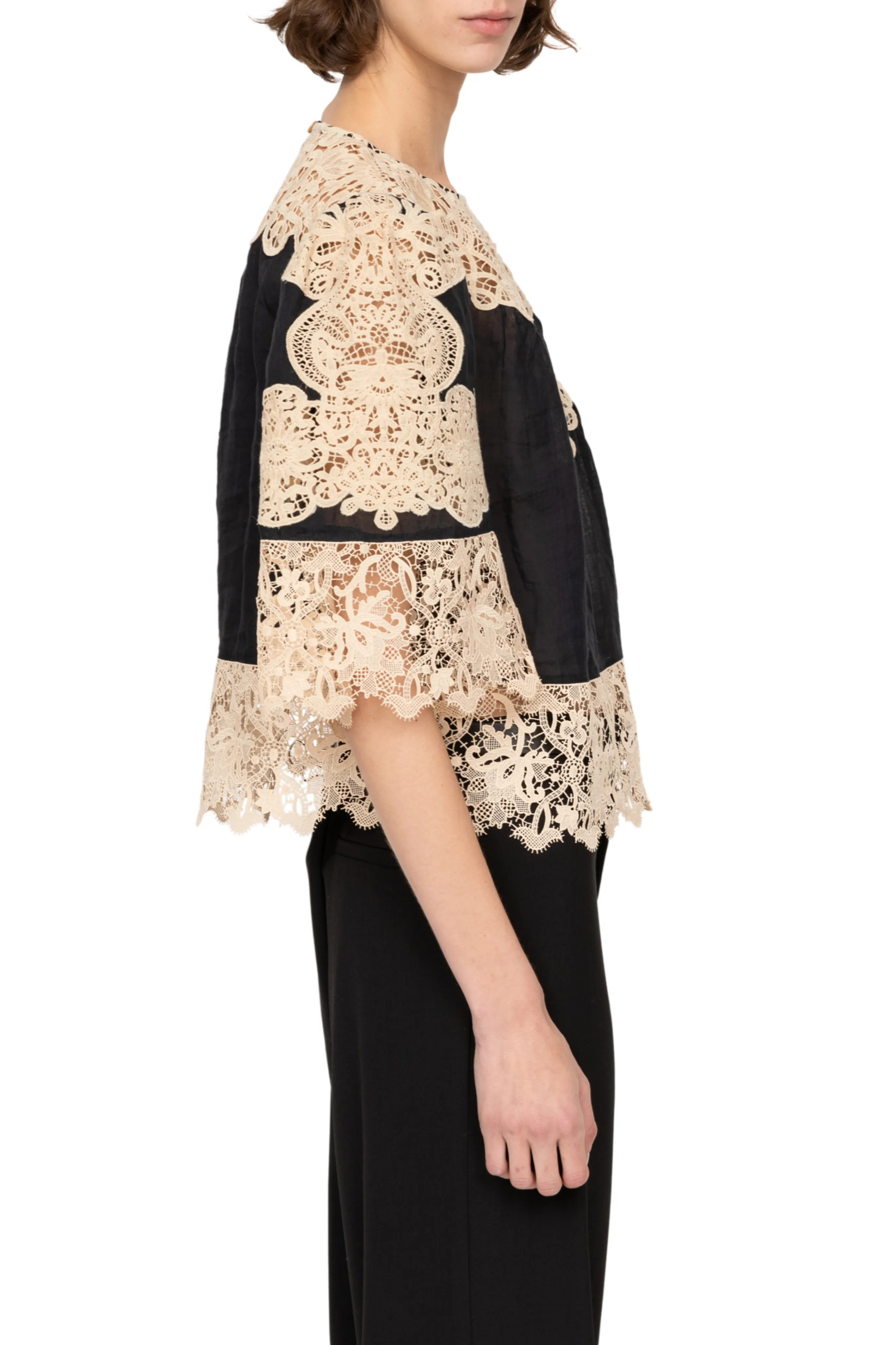 Medina Lace Top Reinforced Elbow Patches LightweightLayeredFabric