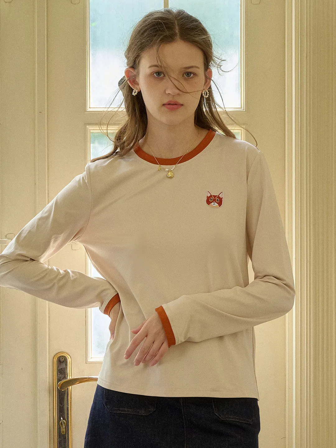 ?? Final Sale??Natalie Custom Knit Color-Block Round Neck T-Shirt Casual Tee Stretch Knit Material