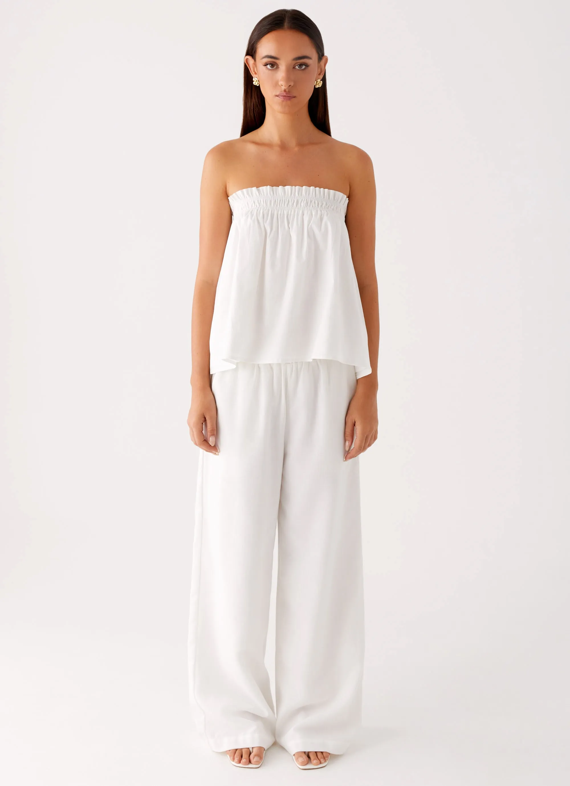 Brushed Microfiber Surface Biodegradable Fiber Blend Wynter Babydoll Top - White