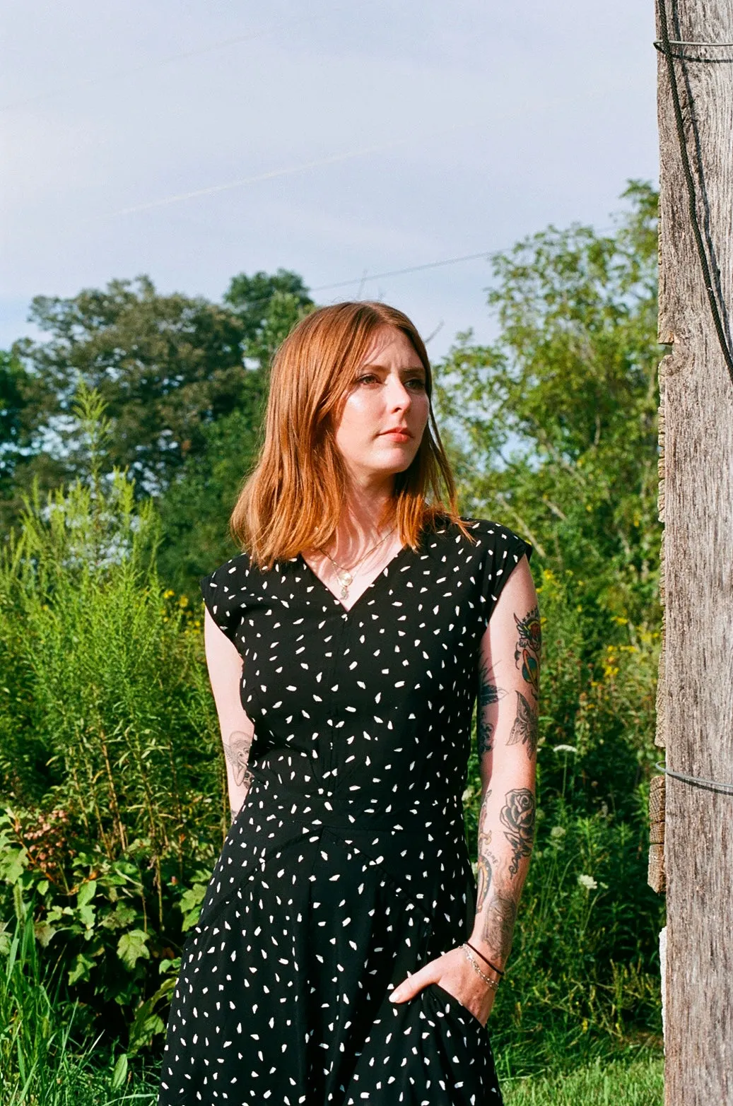 Cute Glow Xena Dress in Black Abstract Dot