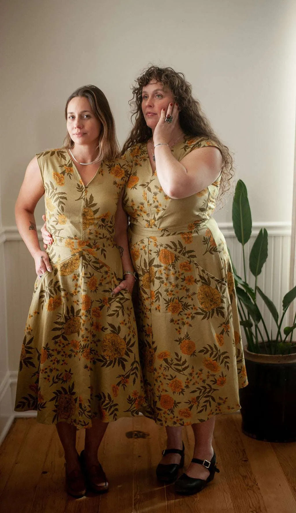 Xena Dress in Mustard Marigold Linen Bold Design