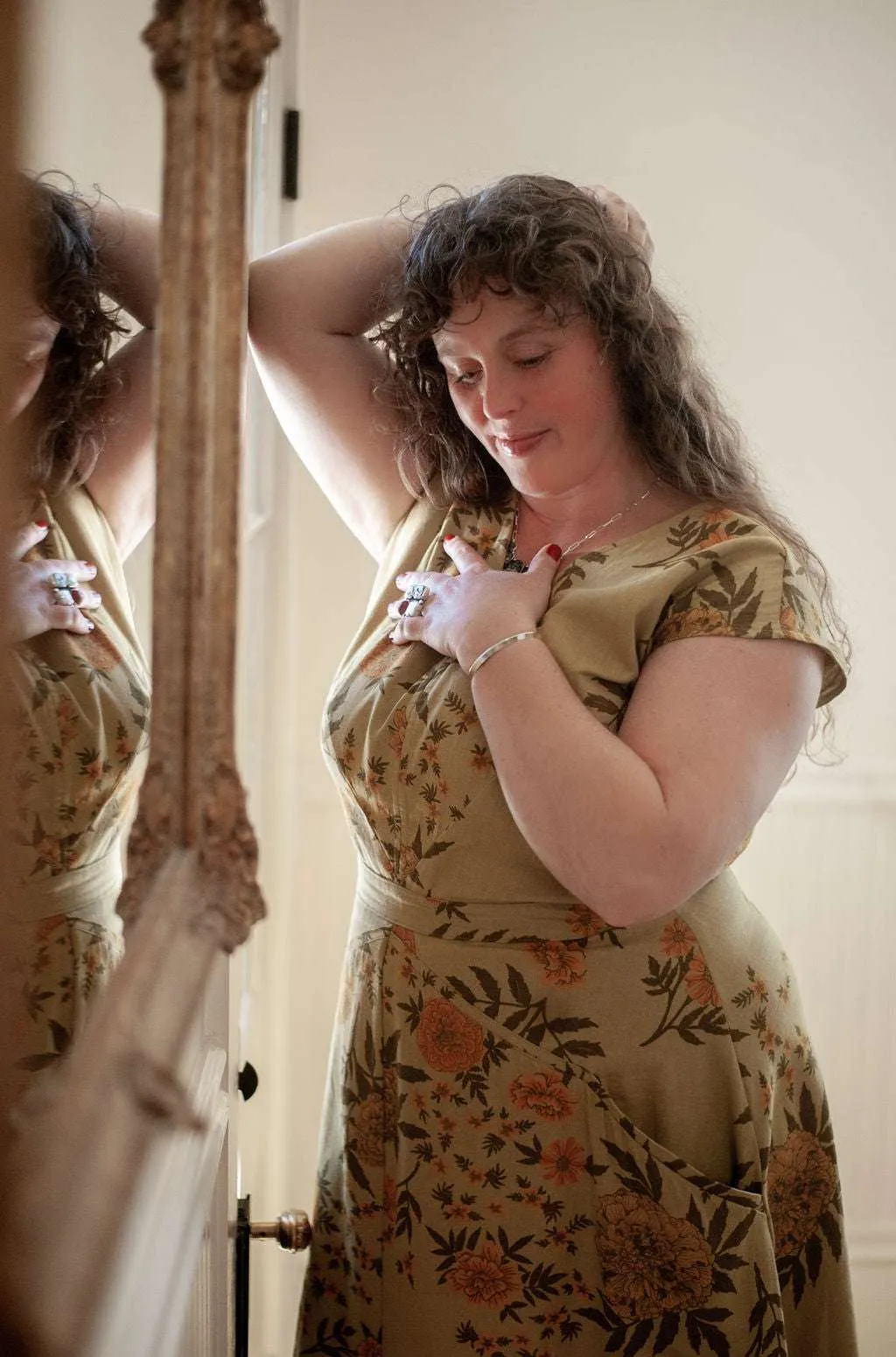 Blush Glow Xena Dress in Mustard Marigold Linen