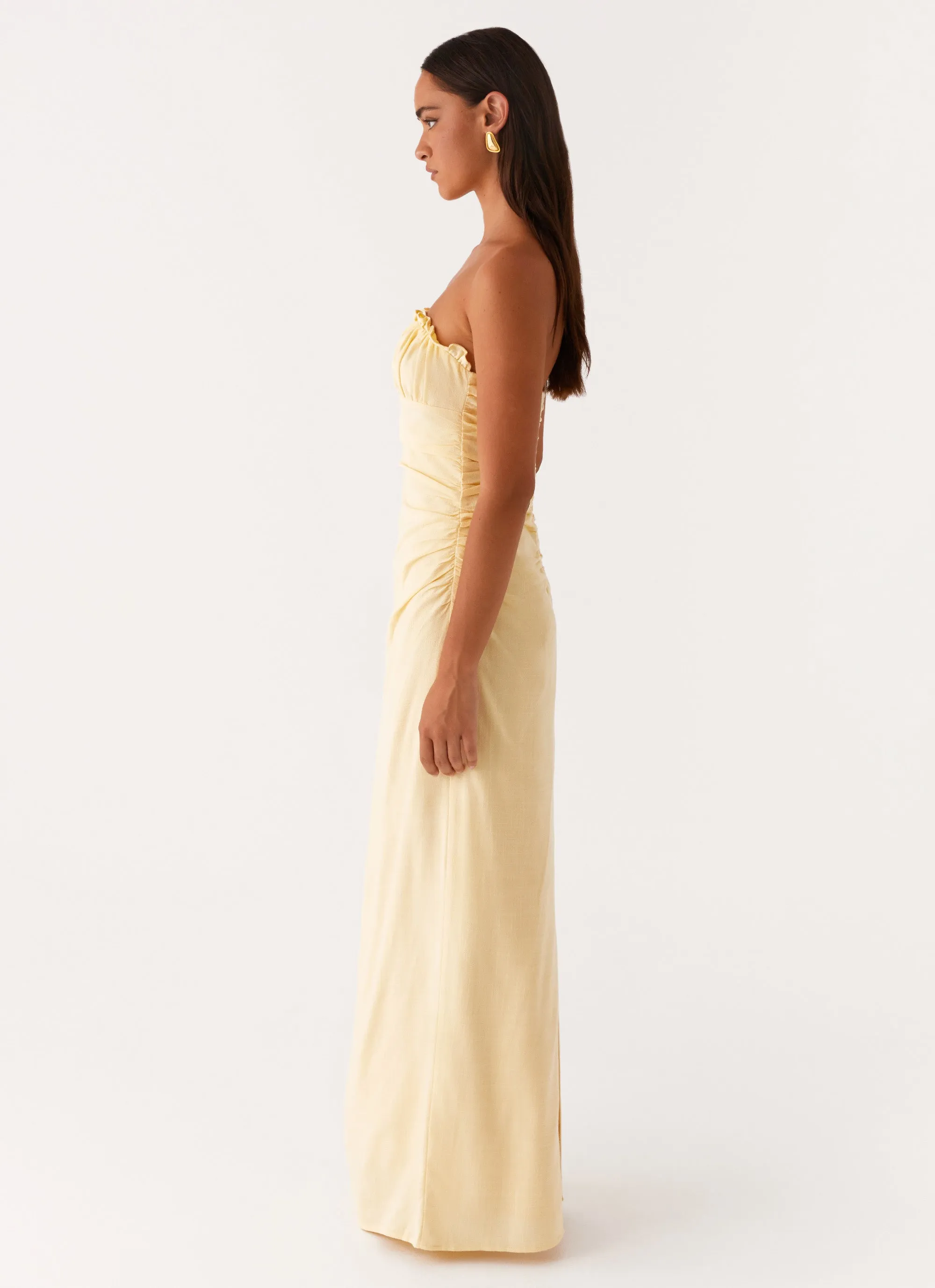 Date Nightwear Chic and Stylish Xena Gathered Maxi Dress - Yellow