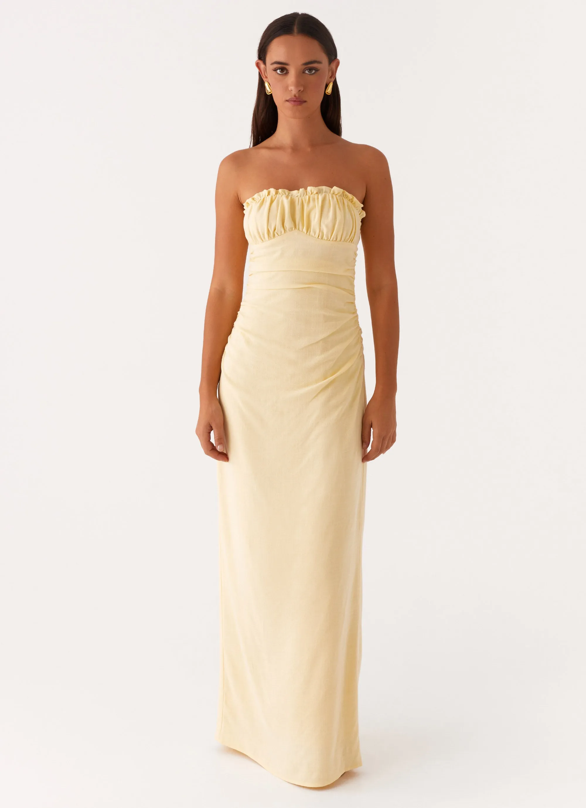 Xena Gathered Maxi Dress - Yellow Calm Flow Jewel Tones