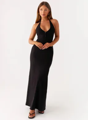 Yaselle Button Front Maxi Dress - Black Smart Edge