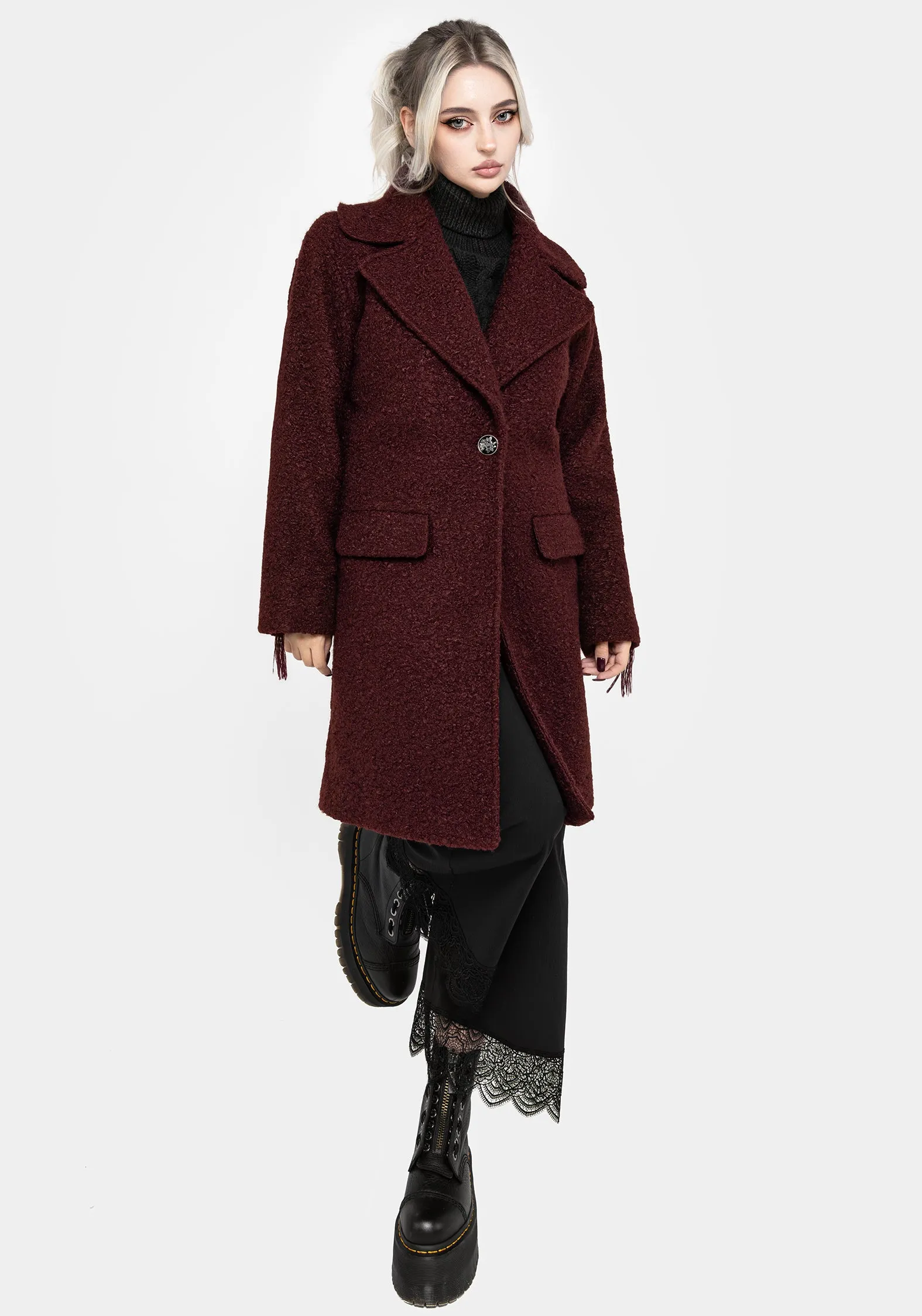 Sun Protective Fabric Gorgon Boucl?? Oversized Coat - Red
