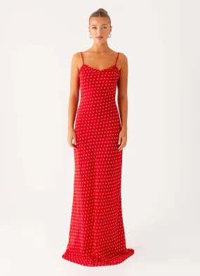 Wedding Style Trendy Piece Pareo Maxi Dress - Red Polka Dot