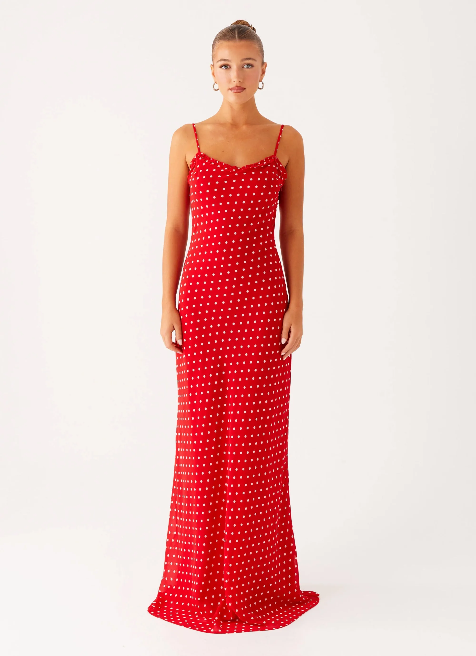 Wedding Style Trendy Piece Pareo Maxi Dress - Red Polka Dot