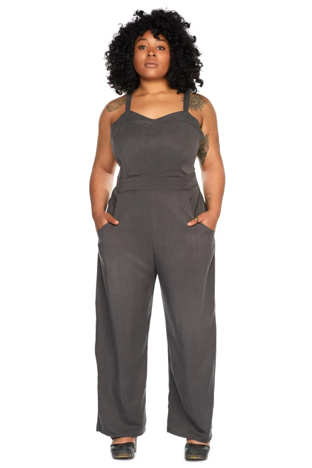 Yolked Juniper Jumpsuit in Olive Tencel Eco Friendly Material windproof