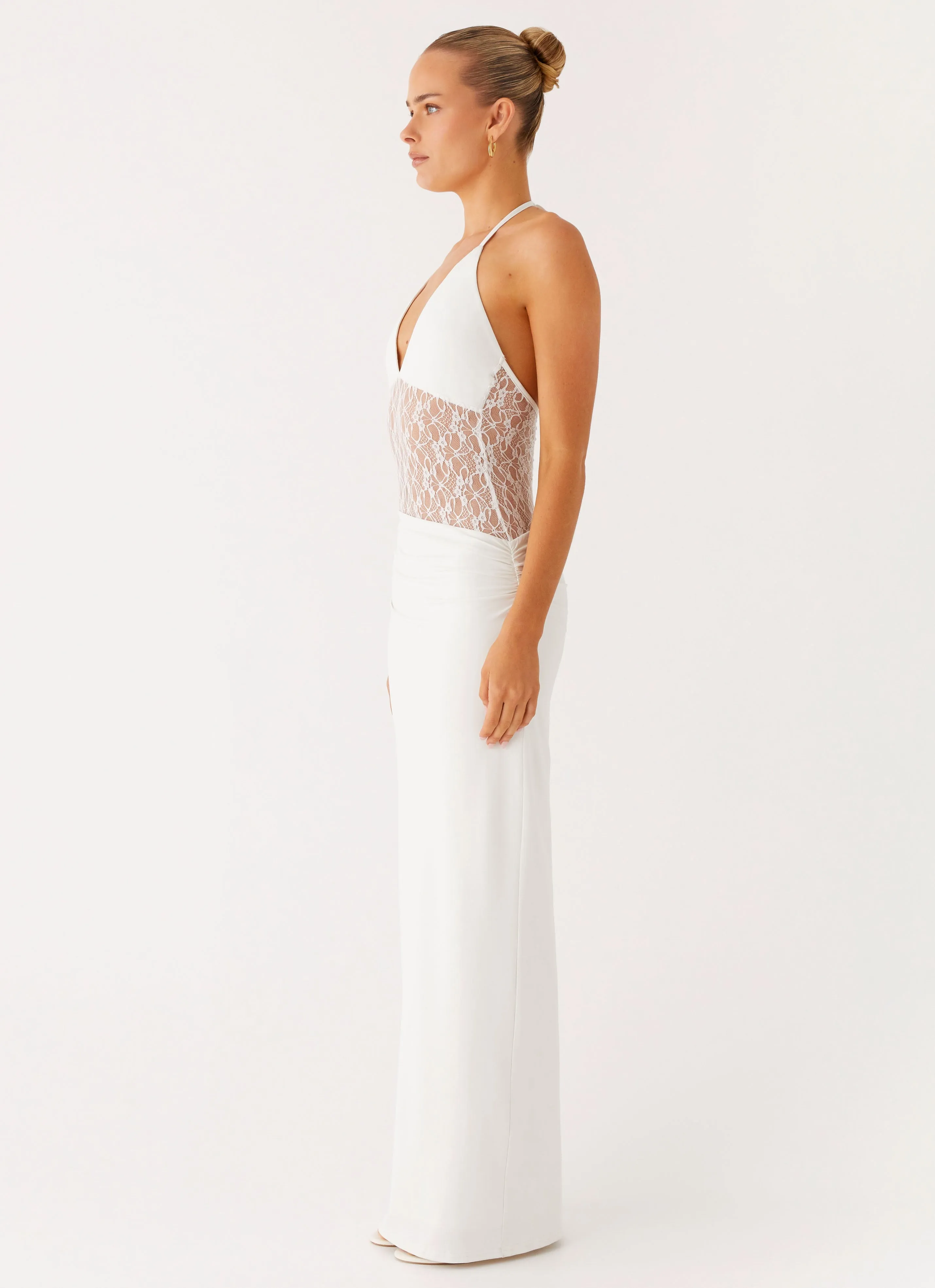 Elegant Vibe Enchant Lace Maxi Dress - Ivory