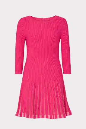 Tabitha Sheer Godet Mini Dress Fitted Neat Rhinestone-Detail