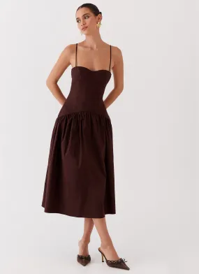 Yvette Corset Midi Dress - Chocolate City Bright