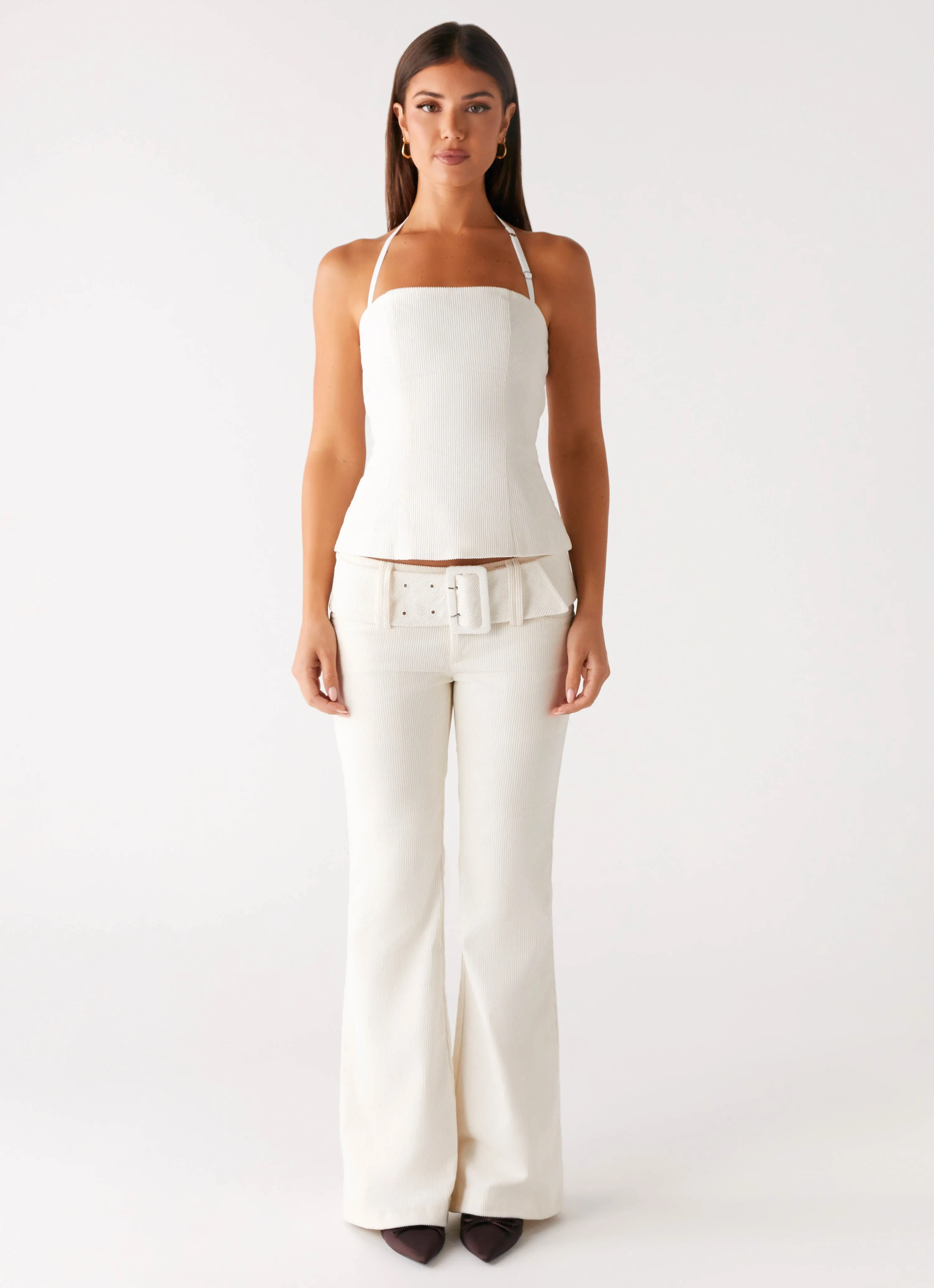 Zadie Low Rise Cord Jeans - Pearl Weekend Warrior Luxury Athlete Fit