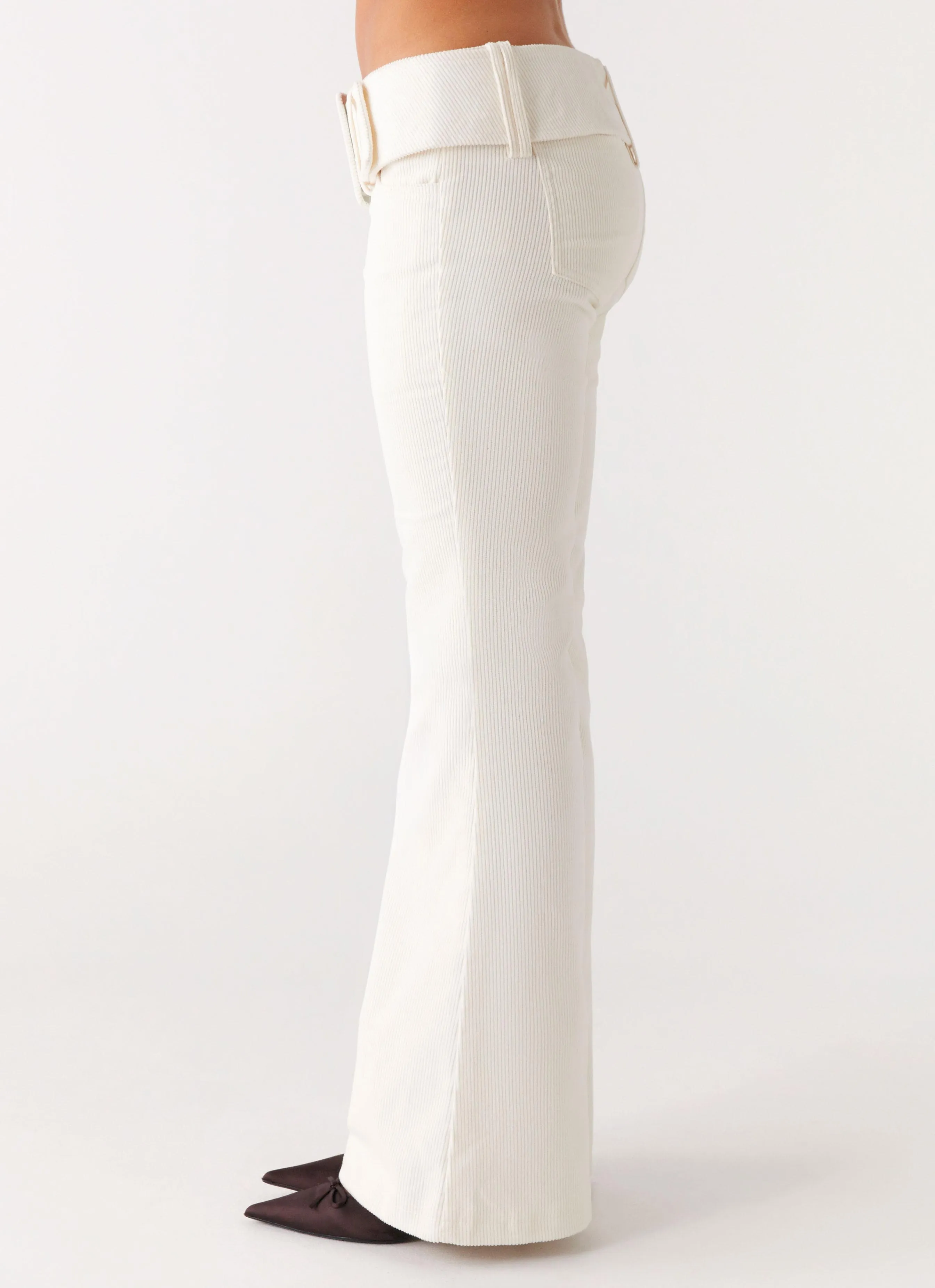 Sandblasted Finish Zadie Low Rise Cord Jeans - Pearl