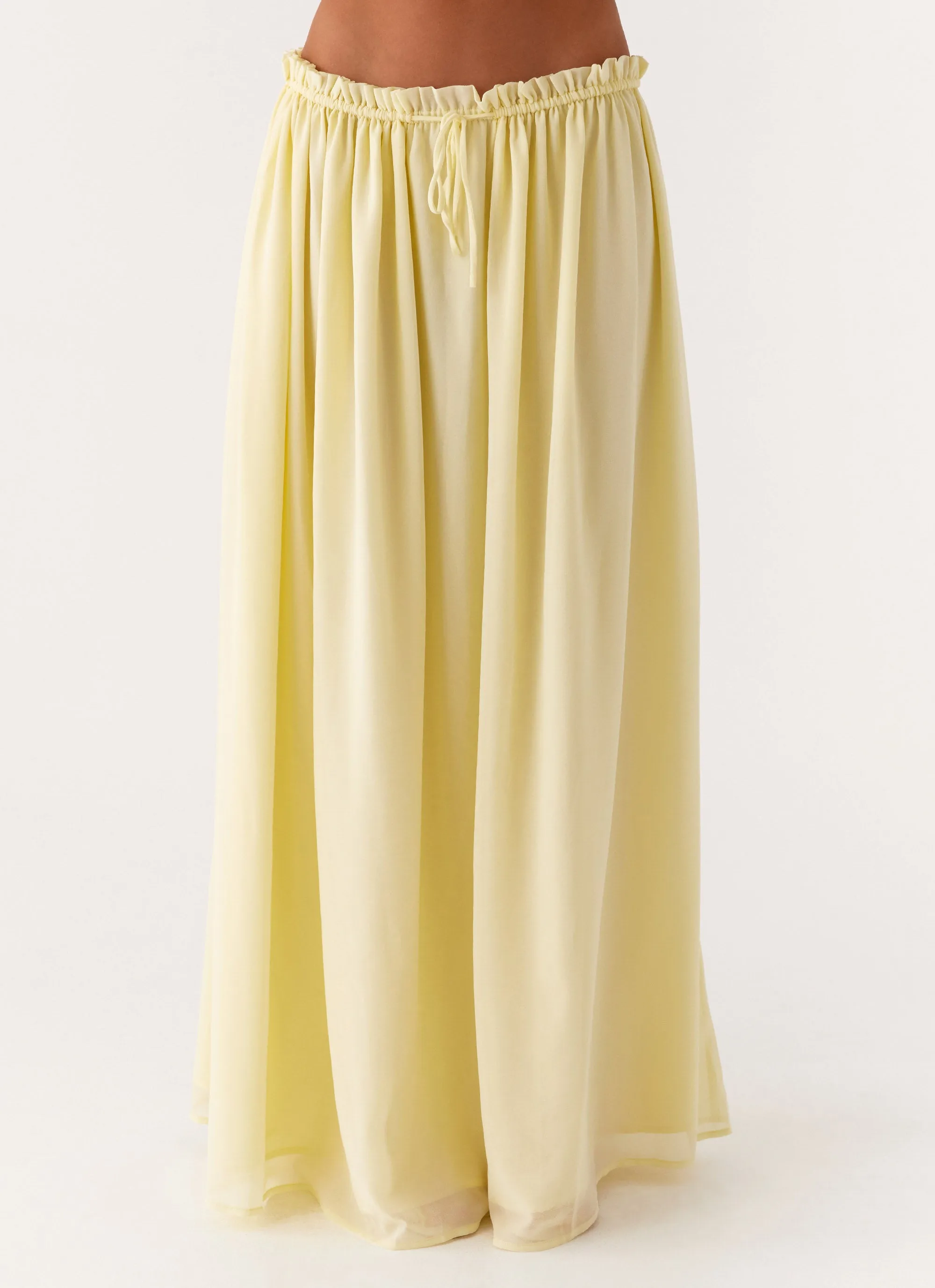 Zaya Maxi Skirt - Yellow Double Stitched