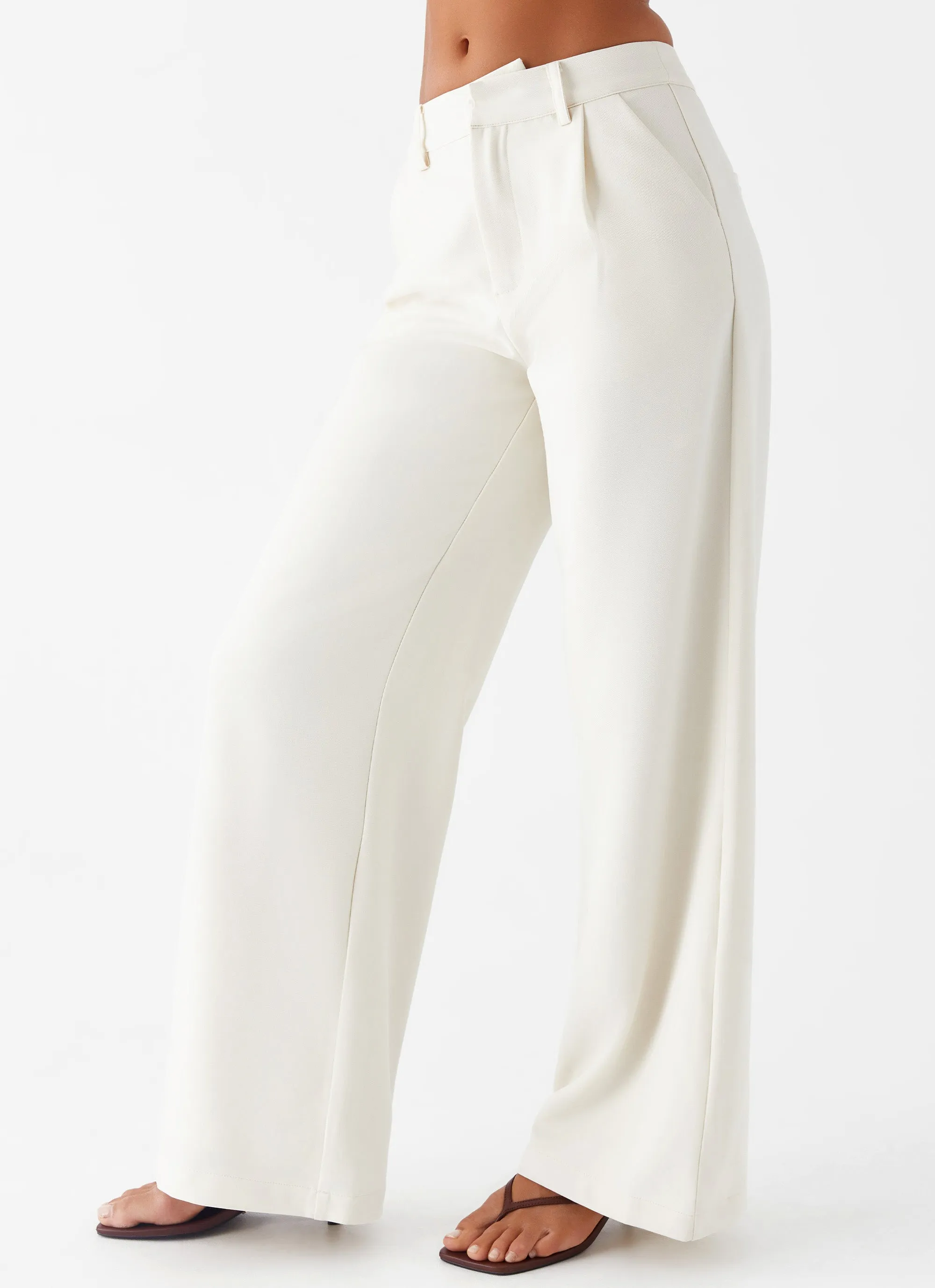 Daily Motion Tailored Fit Leila Suiting Pants - Ivory