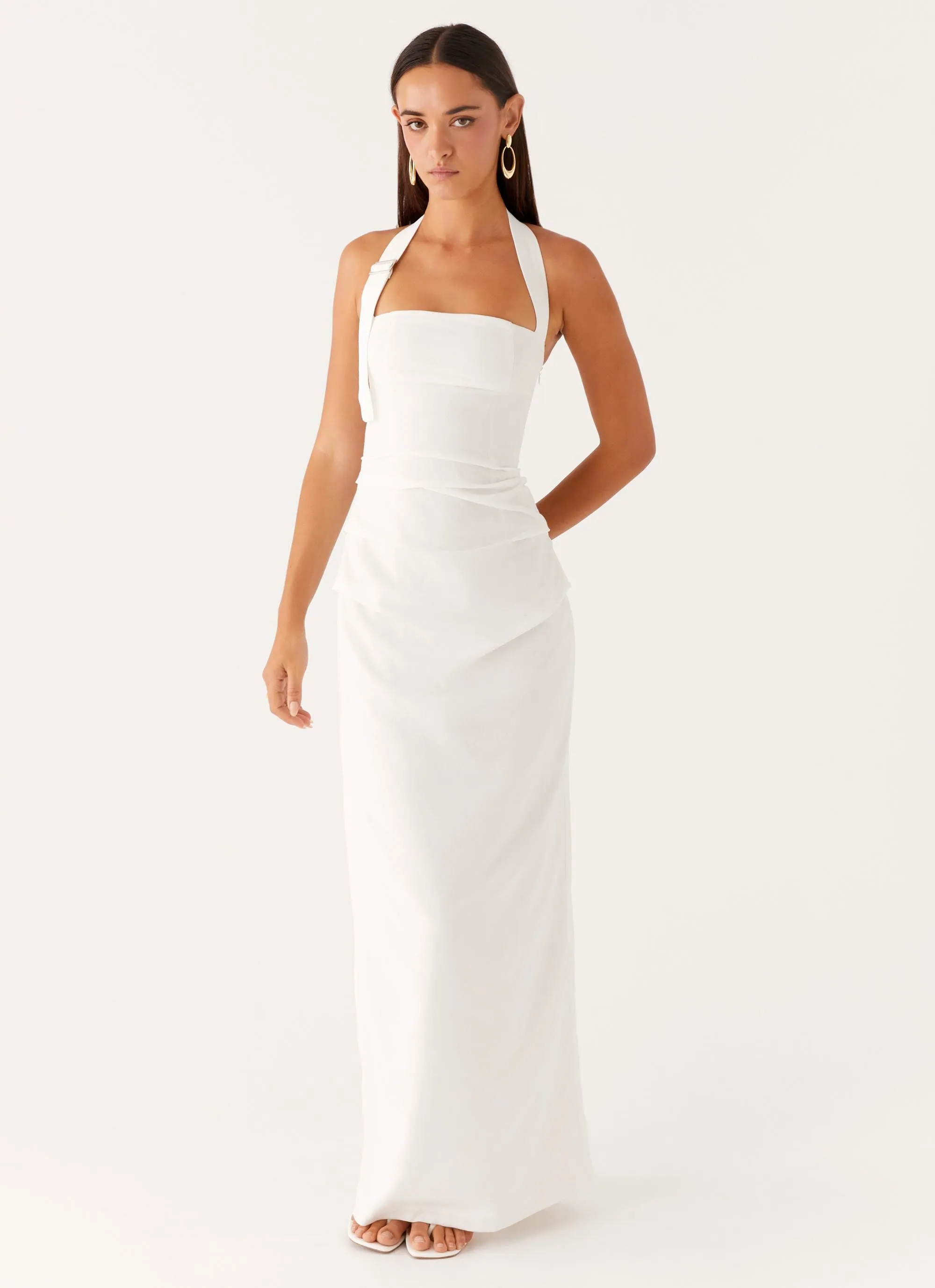 Rumour Has it Maxi Dress - White Elegant Silhouette