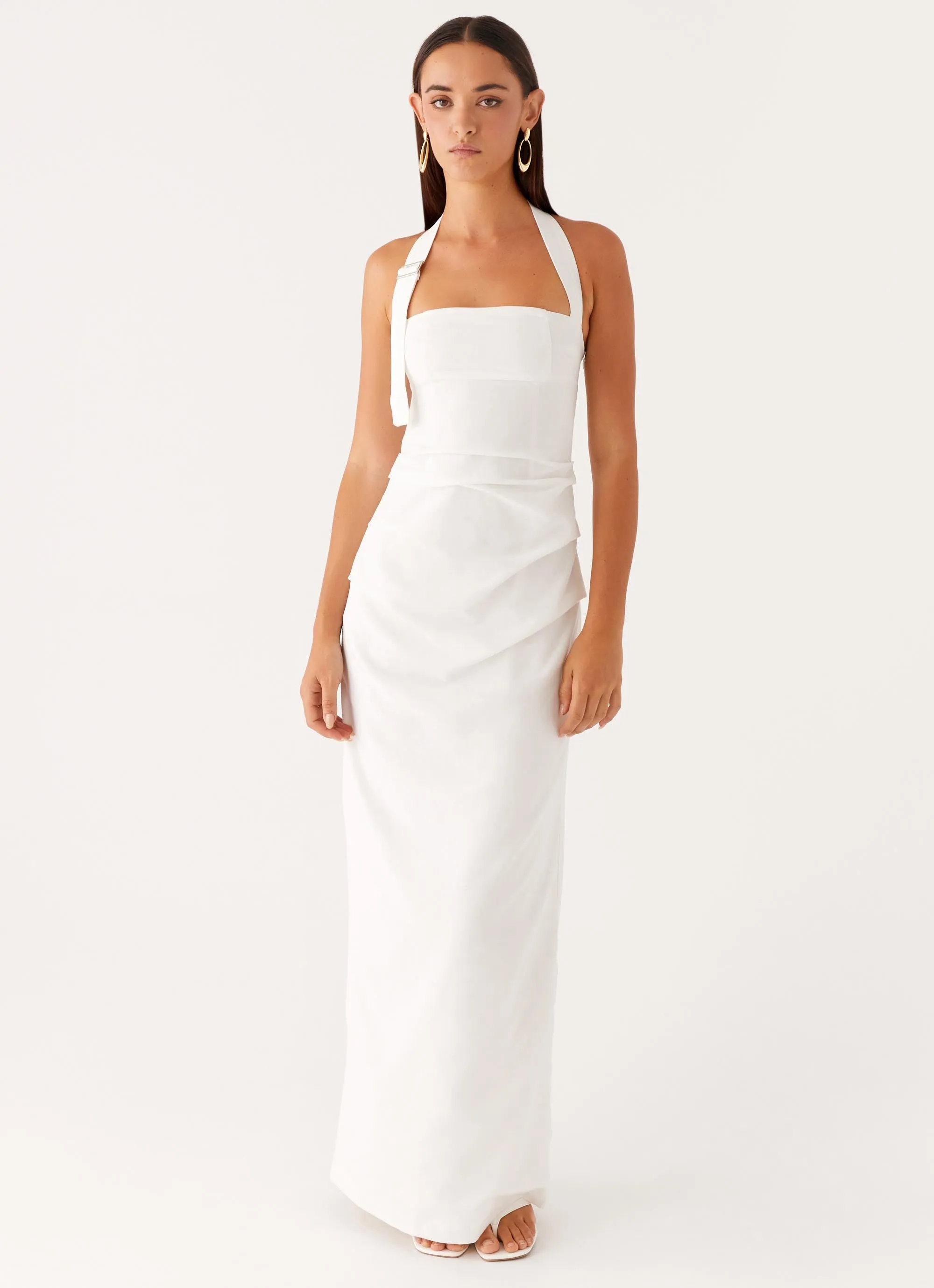 Rumour Has it Maxi Dress - White Effortless Elegance Texture Edge