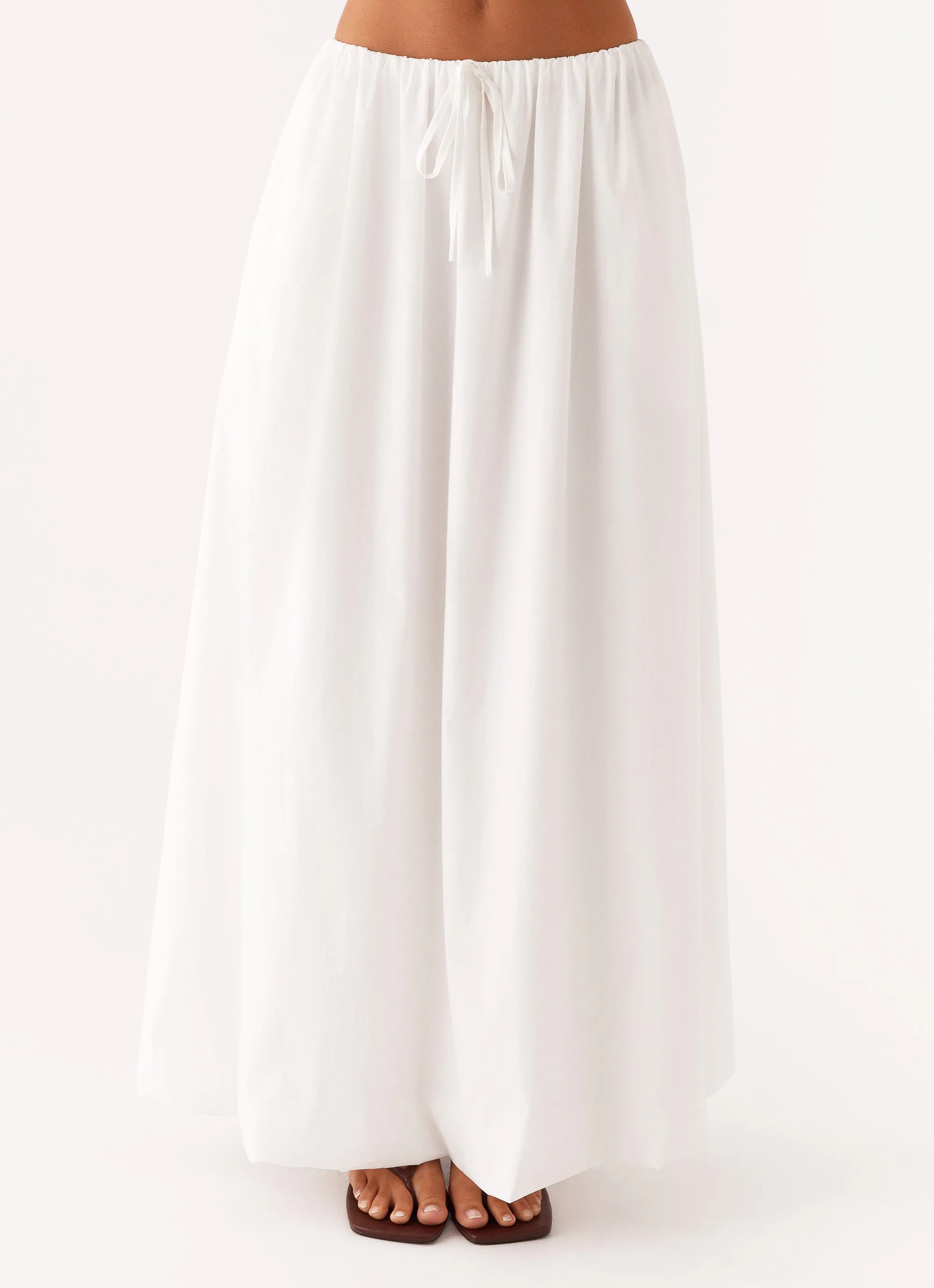 Foldable Design Contrast Panel Cheryl Maxi Skirt - White