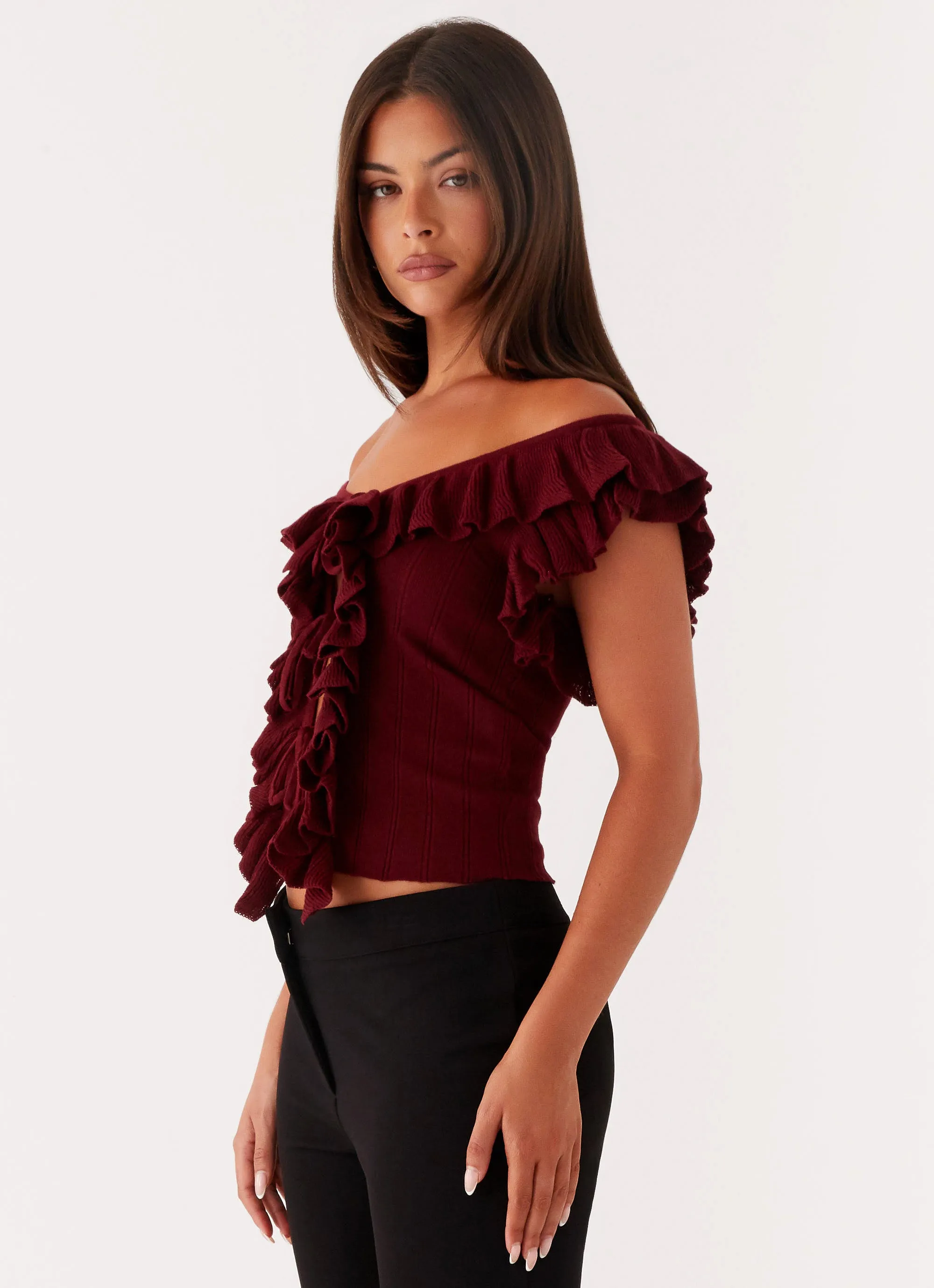 ThermalRegulating Keeta Frill Top - Burgundy