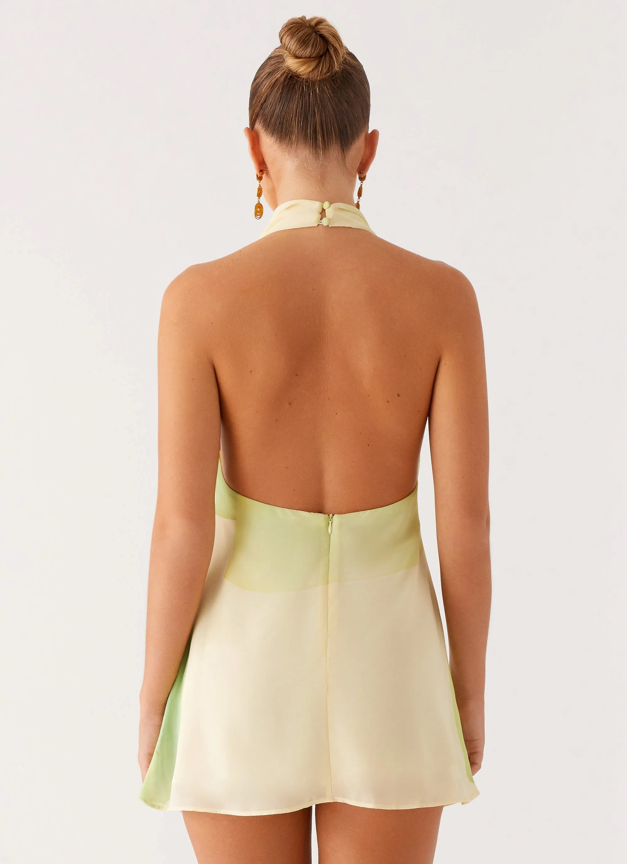 Polka Dot Zofia Cowl Neck Mini Dress - Green Floral